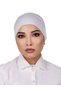 Women's Turban Cap with Tie-Back Closure, Muslim Head Wrap Bonnet- White - 3