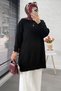 Ribbed Mercerized Oversize Women's Sweater - Black