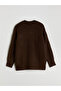 Brown Crew Neck Oversized Women's Knit Sweater - 6