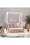 Serena 2-Seater Outdoor Sofa Set| Steel Frame Garden Furniture | Modern Patio Seating - White/Bamboo