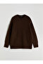 Brown Crew Neck Oversized Women's Knit Sweater - 5