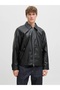 Jjewarner Jacket Noos Black Men's Leather Jacket Distressed Weathered - 3