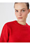 Red Crew Neck Women's Knitwear Sweater - 3