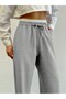 Women's Gray High Waist Lace-Up Loose Fit Palazzo Jogger Basic Sports Pants - 2