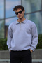 Men's Polo Neck Soft Inside Half Zipper Loose Fit Sweatshirt - 2