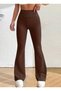 Women's Brown Spanish Leg Opening Diving Fabric High Waist Recovery Leggings Pants - 3