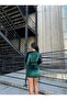 Drapeli Double Breasted Collar Mini Length Velvet Fabric Evening Dress 581933 Emerald - 4