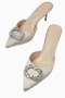 Aliyah 70 Crystal Buckle Satin, Pointed Toe Handmade Stylish and Elegant Mule - 4