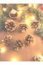 6-Piece Gold Color Real Pine Cone Christmas Tree and Decoration Ornament – 4 cm - 5