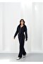 Liva Navy Blue Hooded Cardigan and Sweatpants Thick Bottom-Top Set - 4