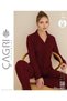 Call Women's Winter Suede Long Sleeve Button Front Pajama Set