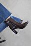 Fergal Women's Heeled Wrinkled Leather Boots Claret Red - 3