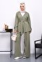 Khaki Belted Trouser Suit - 2