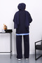 Navy Blue Shirt with Garnished Scuba Sweat Pants - 4
