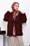 Burgundy Belt Detailed Cashmere Coat - 3