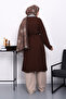 Brown Belted Quilted Coat with Pocket Detail - 4