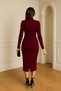 New Season Midi Length Brooch Detail Slit Long Sleeve Dress 771 - 2