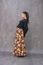 Black and Red Floral Gabardine Balloon Skirt - 3