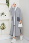 Women's Zebra Patterned Steel Mesh Pocket Knitwear Cardigan Gray