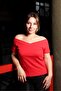 Front Back V-Neck Off-The-Shoulder Short Sleeve Ribbed Red Women's Blouse - 3
