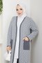 Women's Zebra Patterned Steel Mesh Pocket Knitwear Cardigan Gray - 6