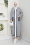 Women's Zebra Patterned Steel Mesh Pocket Knitwear Cardigan Gray - 4