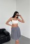 Women's Gray Color Flared Model Flounce Soft Textured Flexible Elastic Waist Sandy Fabric Skirt with Shorts Inside - 3