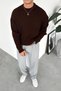 Brown Crew Neck Ribbed Oversize Knit Sweater