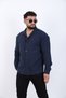 Men's Long Sleeve Shirt Navy Blue Oversize Fit