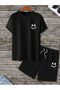 Men's Smile Printed Oversize Shorts T-Shirt Set - 2