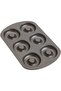 6-Cavity Donut Baking Pan, 3.75" Non-Stick Metal, Dishwasher Safe, Black