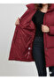 Women's Burgundy Belted Long Puffer Coat Water Repellent Jacket - 2