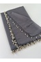 Pearl Beaded Gold Hand Embroidered Scarf Writing 100x100cm - 2