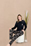 Soft Viscose Fabric Floral Pattern Pocket Bottom and Lace Shoulder Top Set Home Wear&Pajama Set - 2