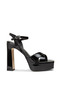 Women's Patent Leather Black Platform Heeled Shoes