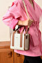 Women's Straw Medium Size Linen Hand and Shoulder Bag 236072Mh