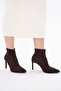 Brown Suede Stretch 8.5 cm Short Height Women's Heeled Boots - 7