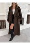 Women's Premium Trench Coat Striped Pattern Trend Long Outerwear Trench Coat - 3