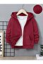 Children's Unisex Hooded Zippered Burgundy Cardigan