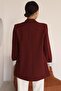 Women's Red Sleeve Detailed Blazer Jacket - 2