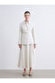 Raşi̇t Bağzi̇bağli X Beige Textured Flared Skirt with Zipper at the Waist - 2