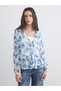 Sparkling Choices V Planting Flowers Ruffle Chiffon Blouse from Shining Store