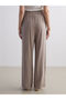 Gray Elastic Waist Wide Leg Women's Trousers - 4