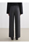 Lcw Modest Gray Elastic Waist Textured Wide Leg Women's Trousers - 4