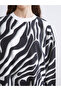 Lcw Modest Black Plus Size Patterned Women's Sweatshirt Tunic - 4