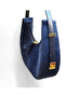 Women's Patent Leather Baguette Zipper Closure Strap Detailed Shoulder Bag Suede Navy Blue - Patent Leather Black - White - 3