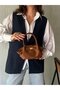 Pirlo Women's Suede Lock Detailed Handbag and Crossbody Bag - 5