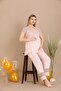 Stylish Maternity & Postpartum 2-Piece Pajama Set with Buttoned Lace Collar and Lace Shoulder Cuff Detail - 2