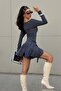 Off-The-Shoulder Long Sleeve Belt Detailed Mini Dress - 3