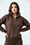 سترة رياضية نسائية كبيرة الحجم بثلاث خيوط وبسحاب نصفي 3099 - 4